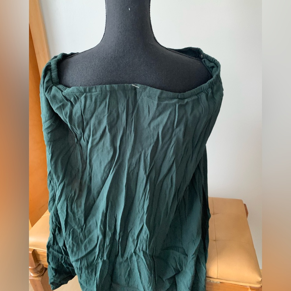 Dark Green Off-Shoulder Top